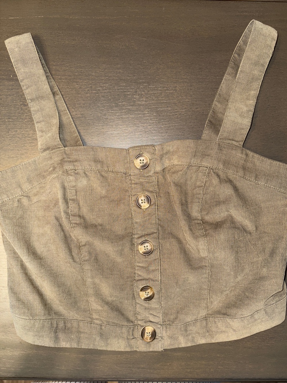 American Eagle Outfitters Olive Corduroy Button-Front Crop Tank